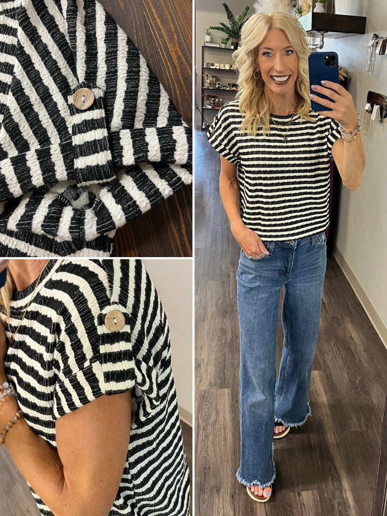 Carla Button Accent Top