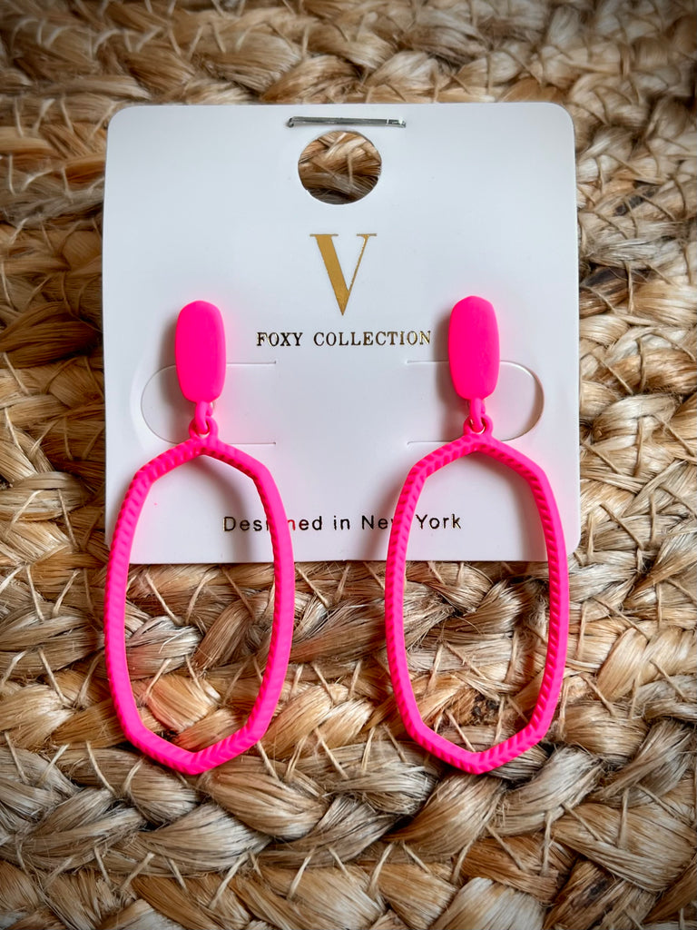 Jena Dangle Hoop - Neon Pink