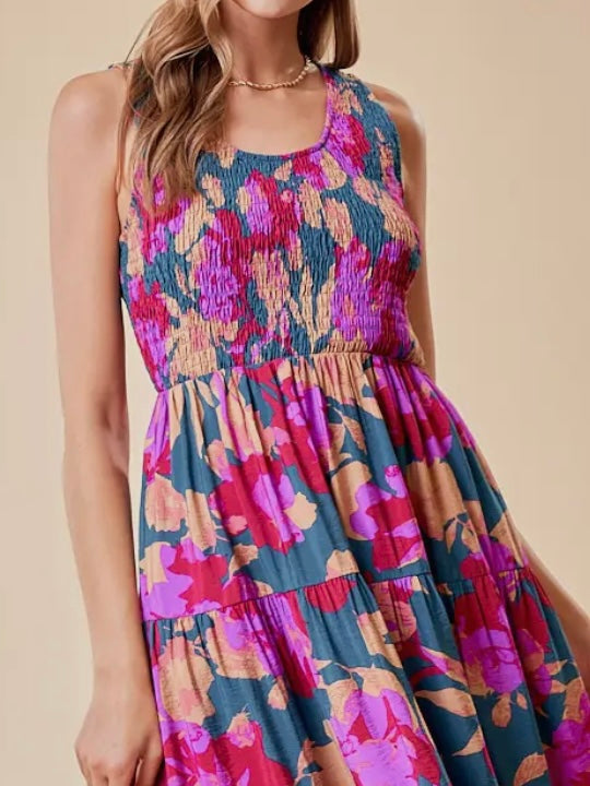 Sydney Smocked Tiered Midi Dress