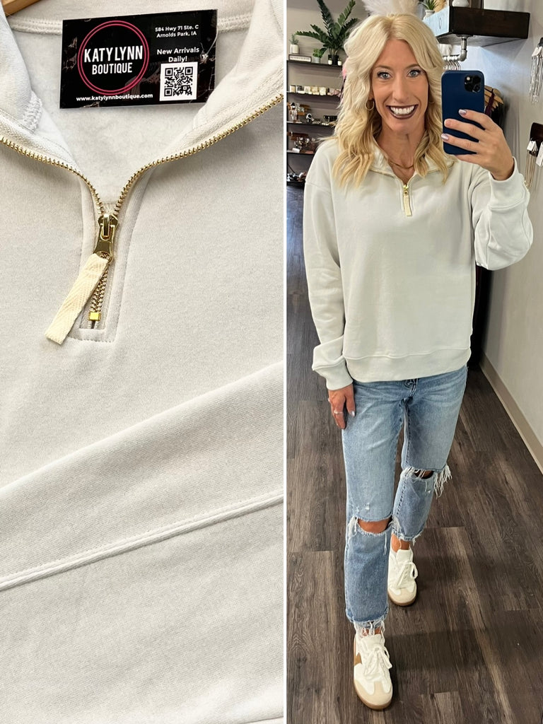 Sam Gold Accent Quarter Zip - Cream