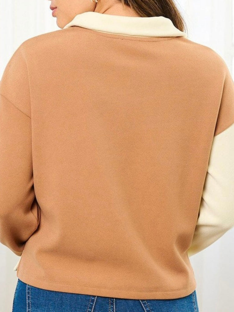 Darcie Quarter-zip - Camel/Cream
