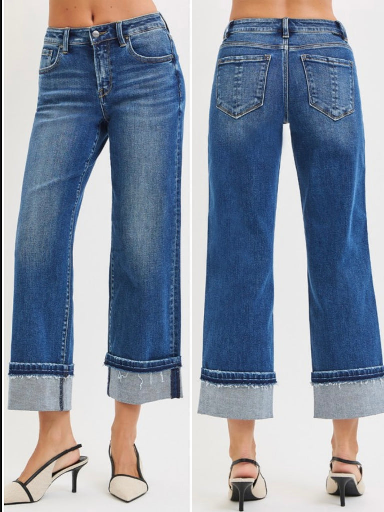 Morgan Mid-Rise Straight Denim with Release Cuff