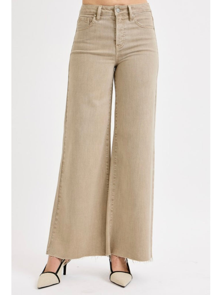 Brenna High-Rise Wide Leg Denim - Latte Shimmer