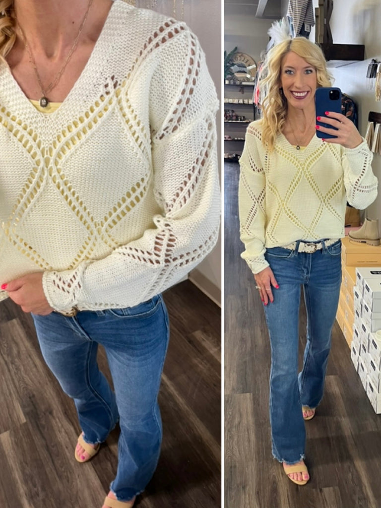 Kate Open Knit Sweater - Cream