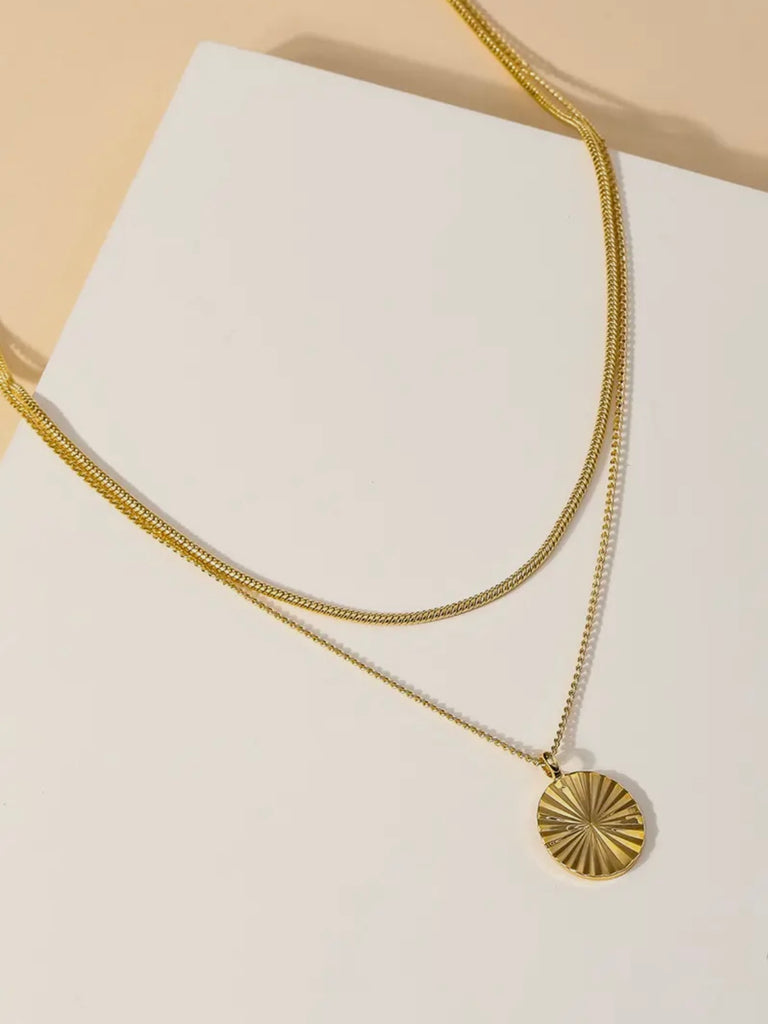 Sunburst Double Chain Necklace