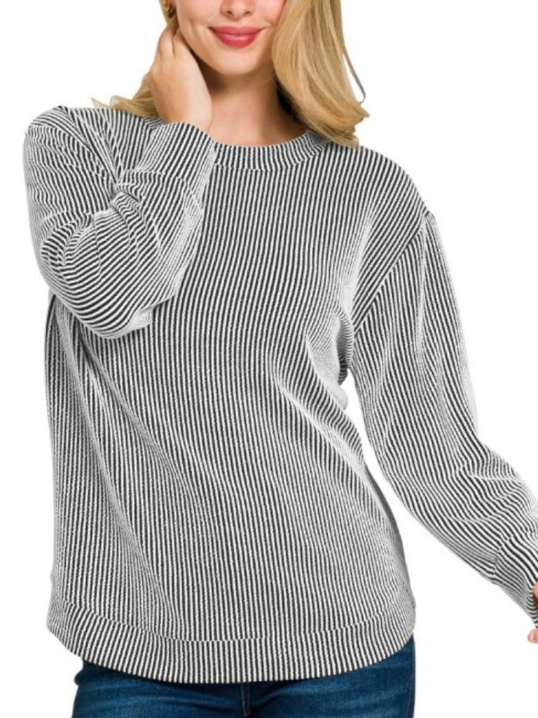 Maddie Ribbed Long Sleeve - Black