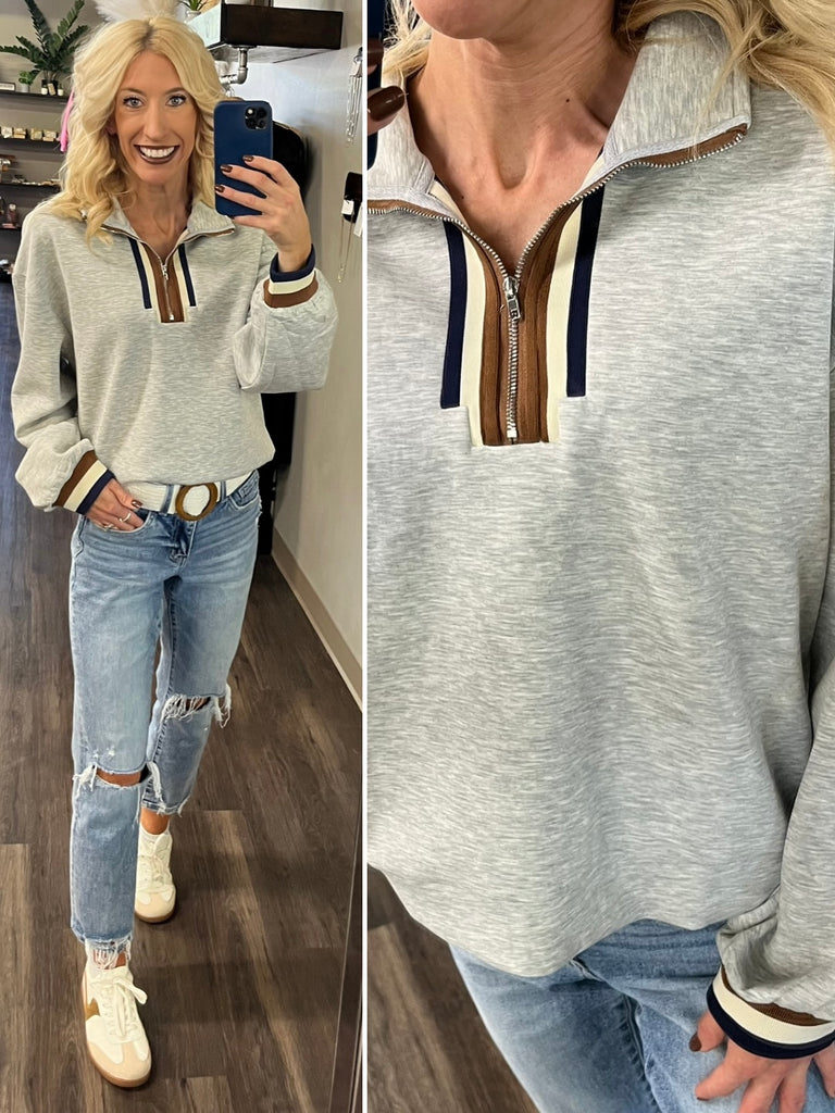 Trish Quarter Zip - Heather Gray