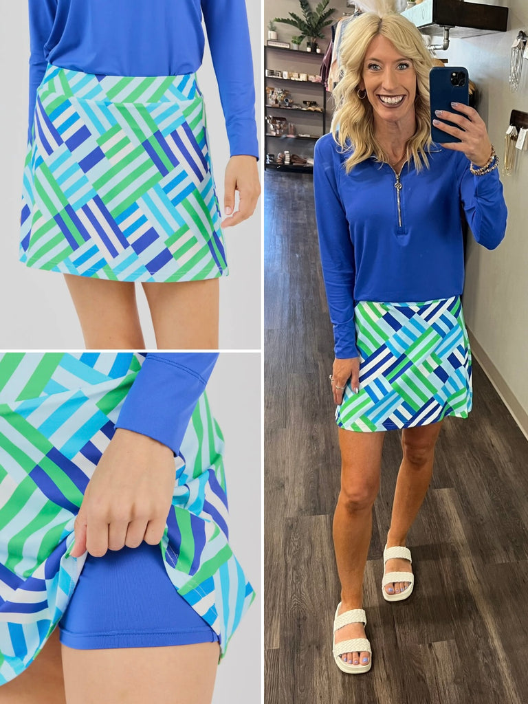 Aspen Skort - Blue/Green Surf