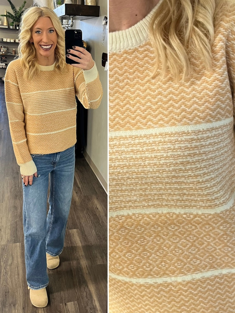 Tracie Mustard/Cream Color Block Sweater