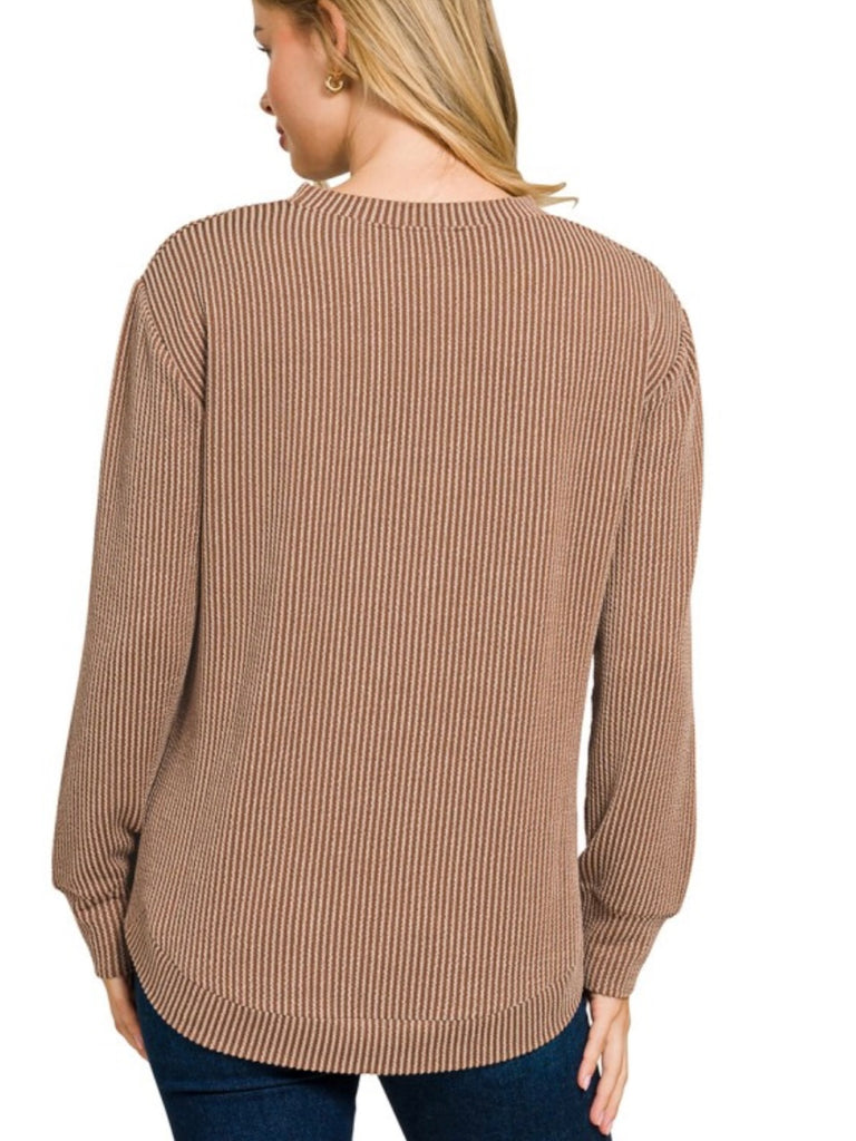 Maddie Ribbed Long Sleeve - Mocha