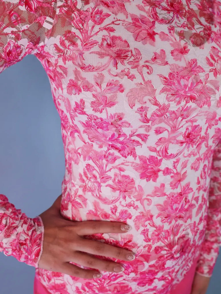 Fiona Mesh Long Sleeve - Bright Pink