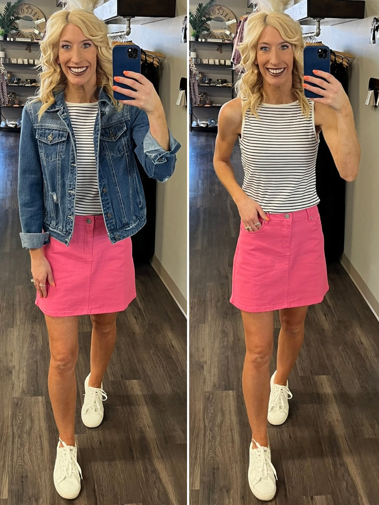 Noelle Denim Skirt - Pink