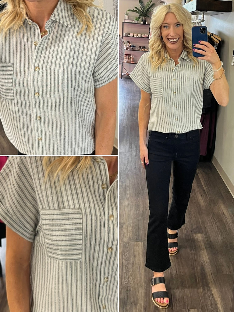 Trish Striped Button-Up - Black