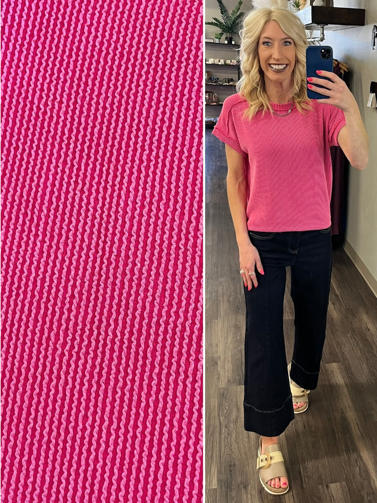 Hallie Ribbed TShirt - Pink