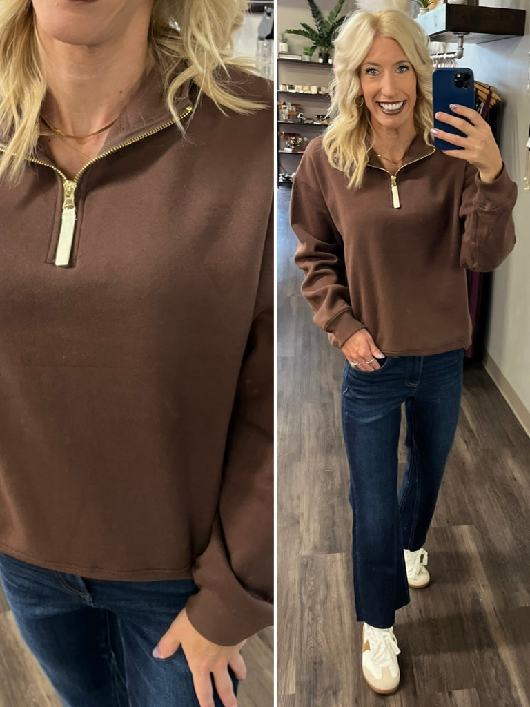 Sam Gold Accent Quarter Zip - Brown