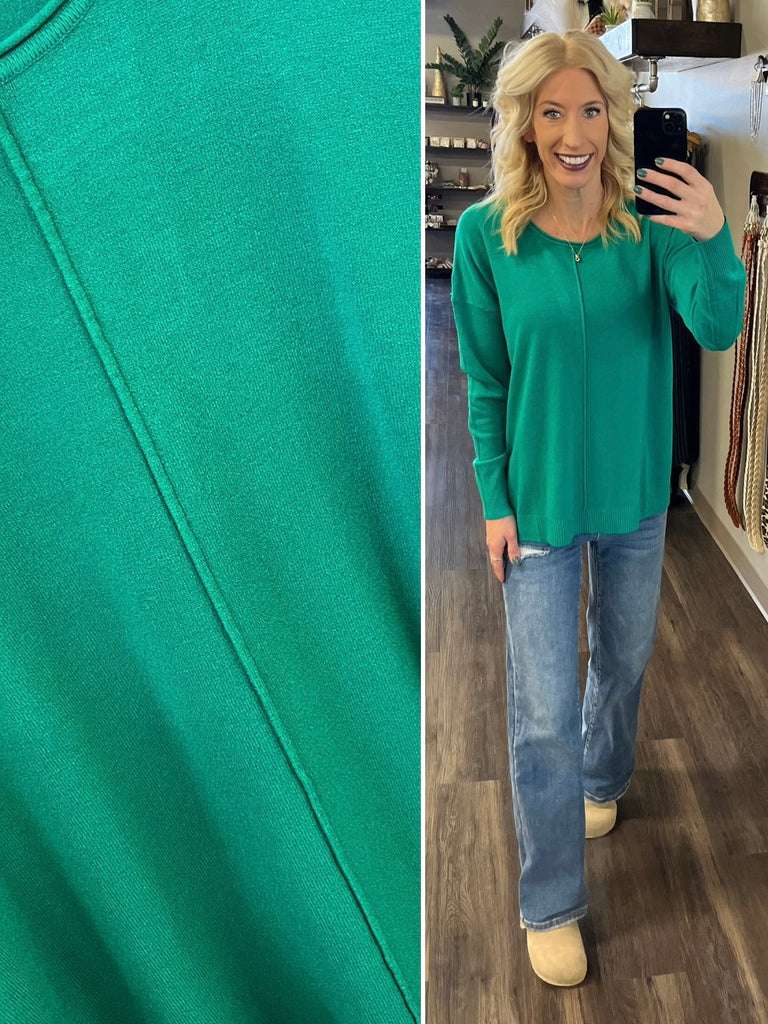 Georgine Center-Seam Sweater - Green