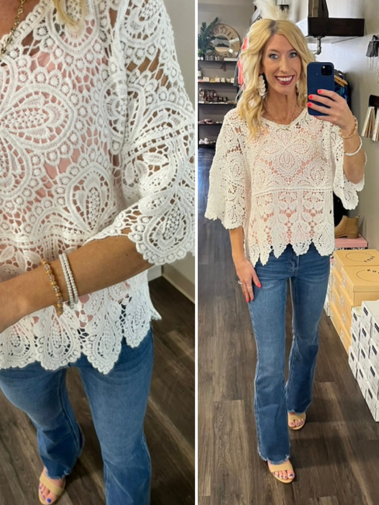 Annabelle Lace Dolman Blouse