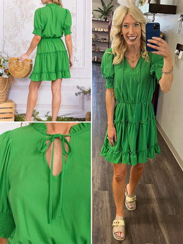 Grace Coral Flutter Sleeve Dress