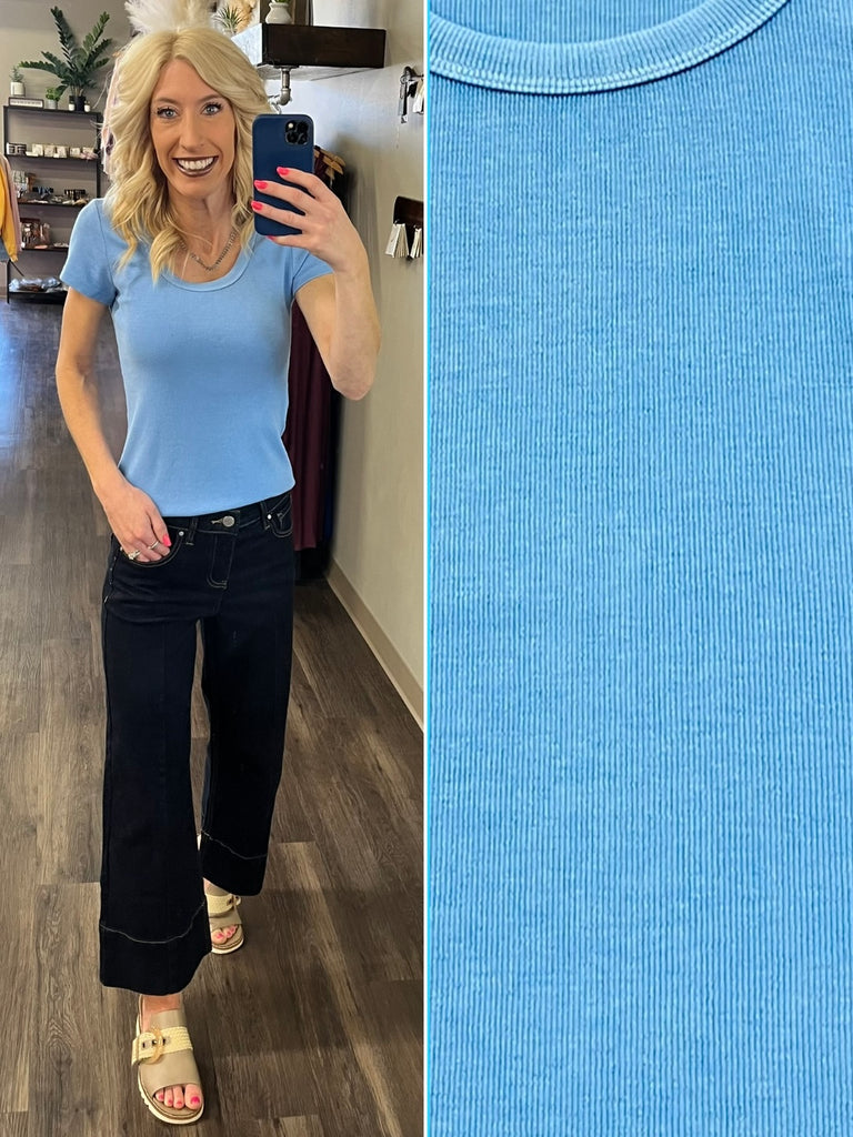 Ashley Blue Round Neck Tee