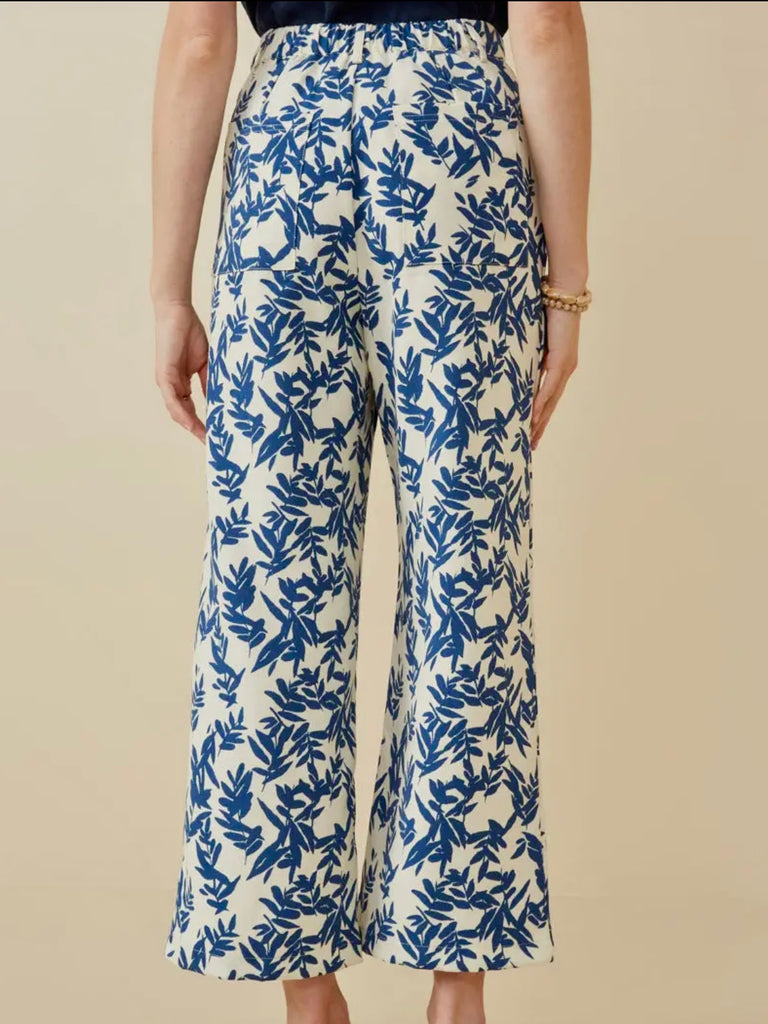 Zara Blue/White Floral Wideleg Pants
