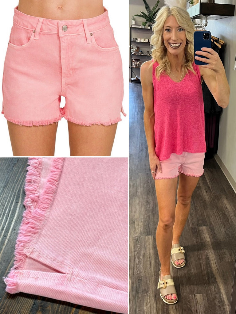 Evie Raw Hem Shorts - Blush