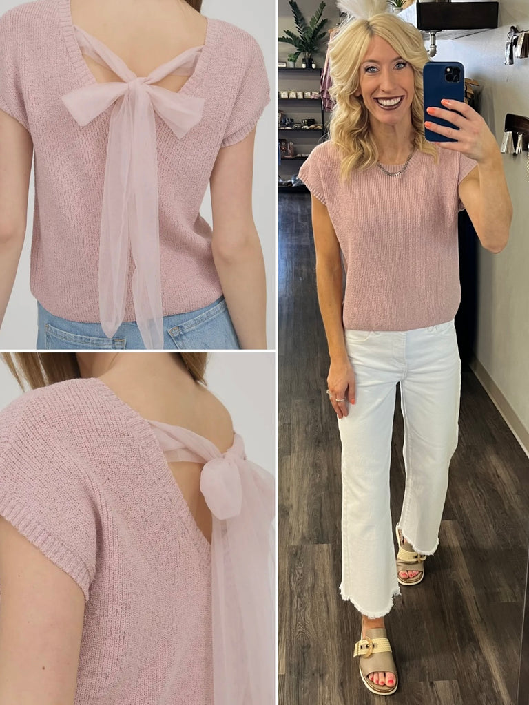 Cassidy Tie-Back Sweater - Blush