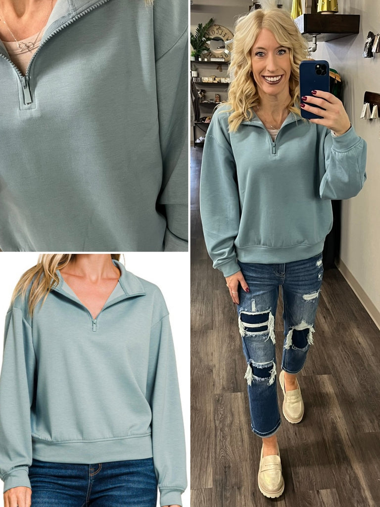 Teegan Quarter Zip - Blue