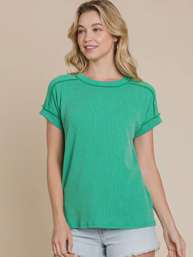 Hallie Ribbed TShirt - Green