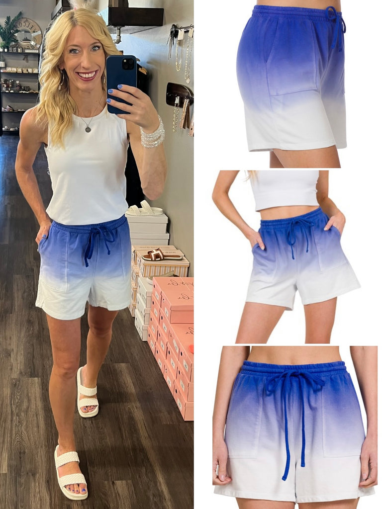 Meg Ombre Dip Shorts - Royal Blue