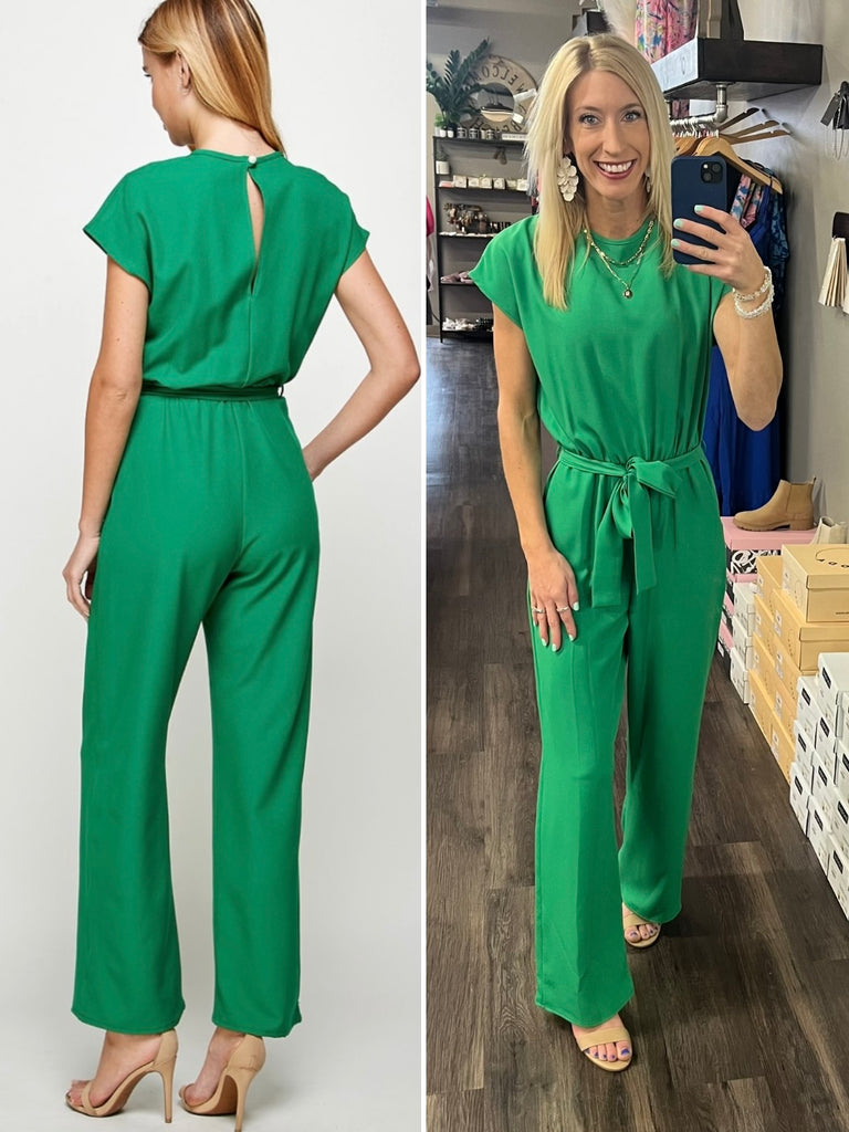 Lisa Cap Sleeve Jumpsuit - Kelly Green