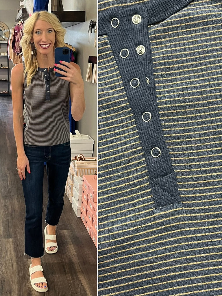 Aby Striped Tank - Gray/Gold