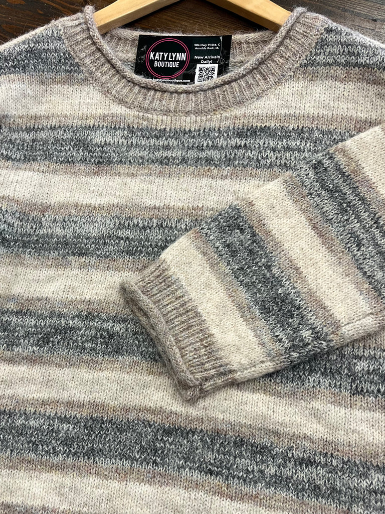 Trish Light Mocha Striped Sweater