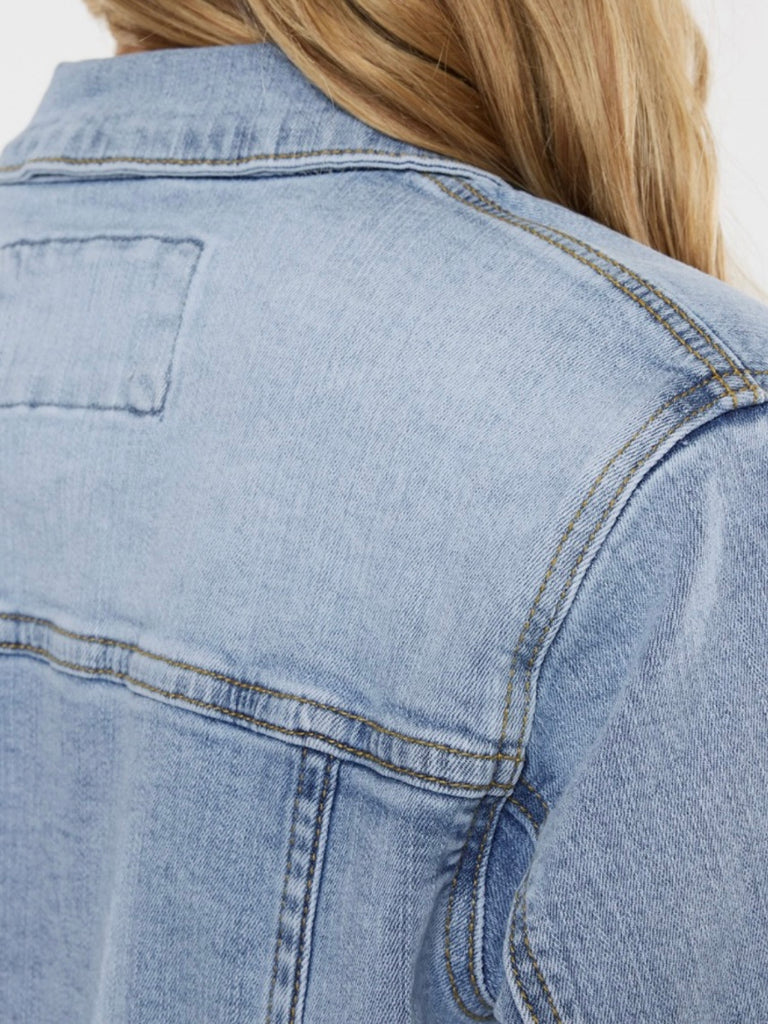 Nylah Fringe Hem Denim Jacket - Light Wash