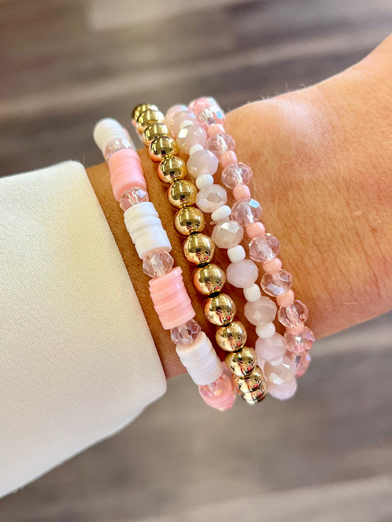 Andrea 4 Pc Blush/White Bracelet Set