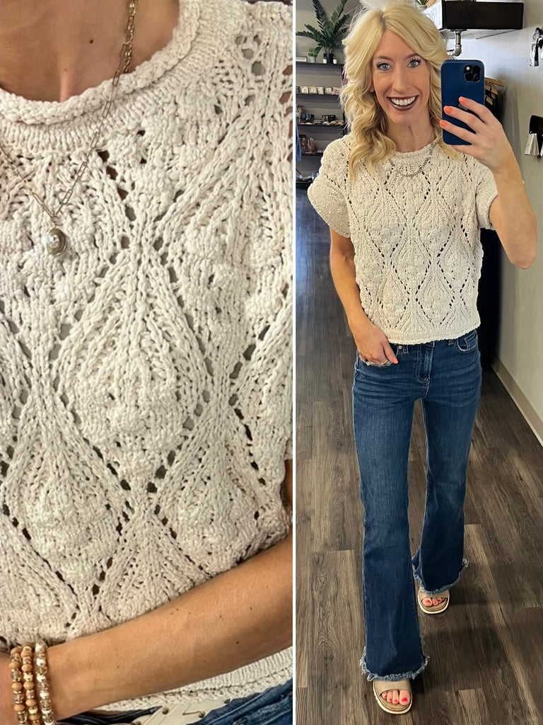 Rachel Short Sleeve Knit Sweater