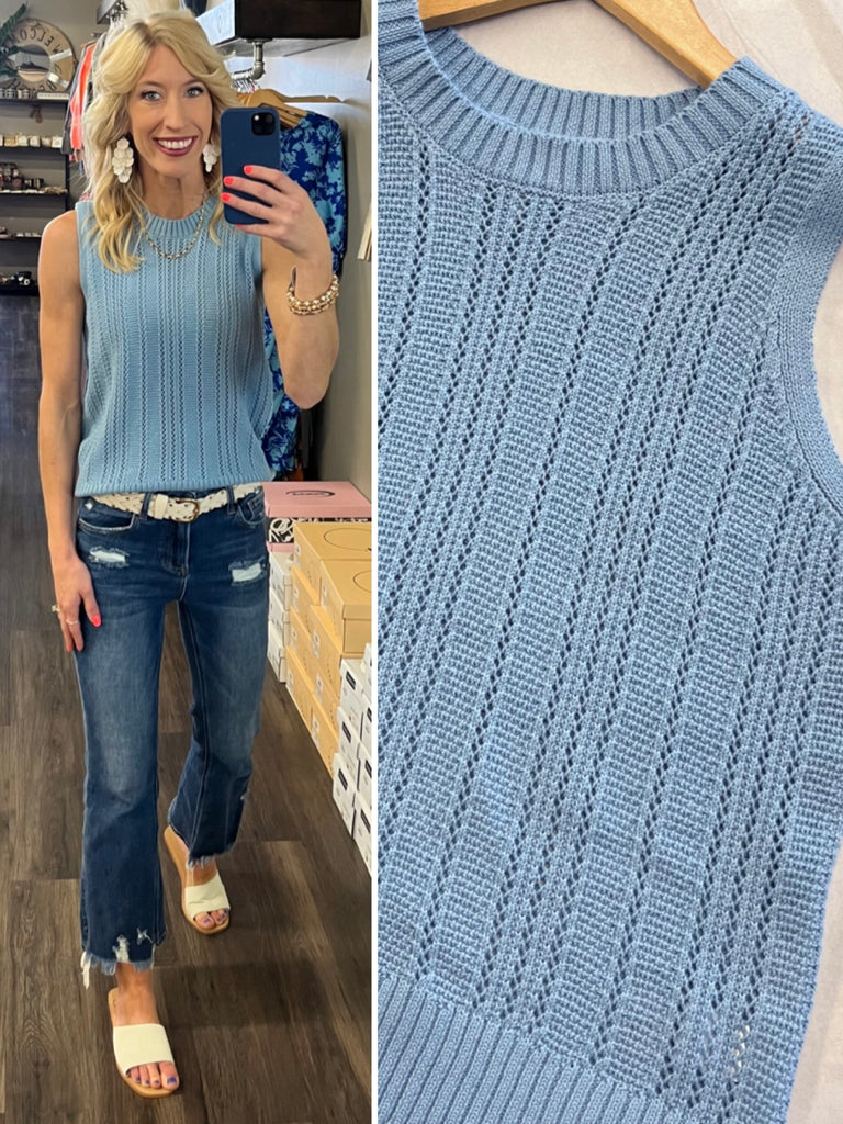 Audrie Slate Blue Sweater Tank