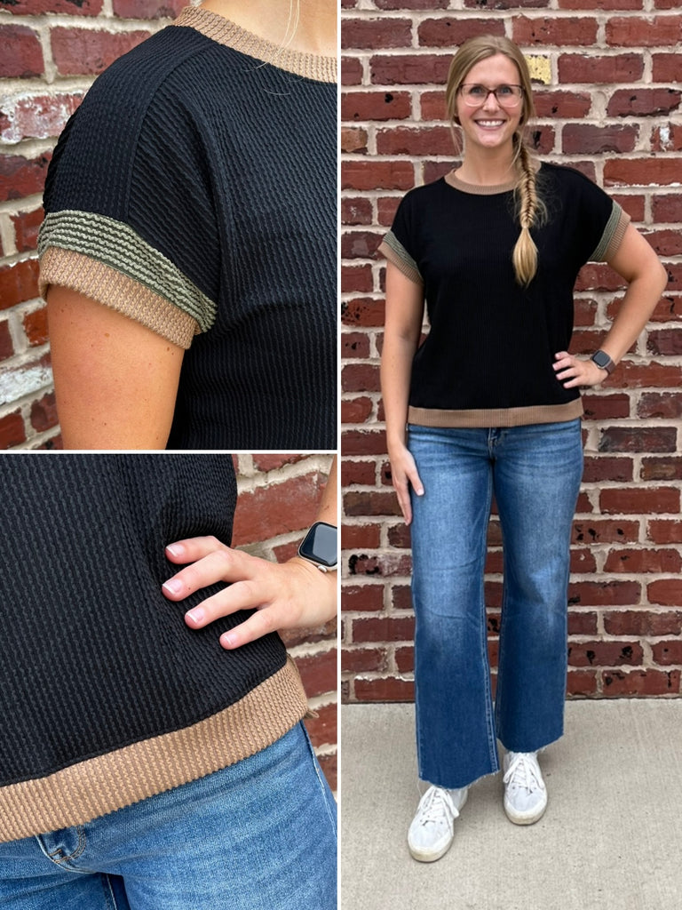 Madison Black Top w/ Green/Brown Accent