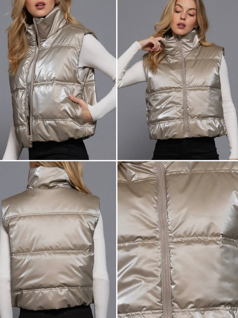 Matilda Puffer Vest - Golden Taupe
