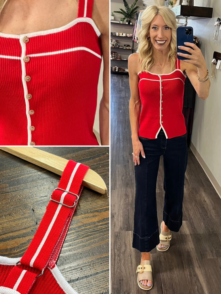 Nora Ribbed Button Tank