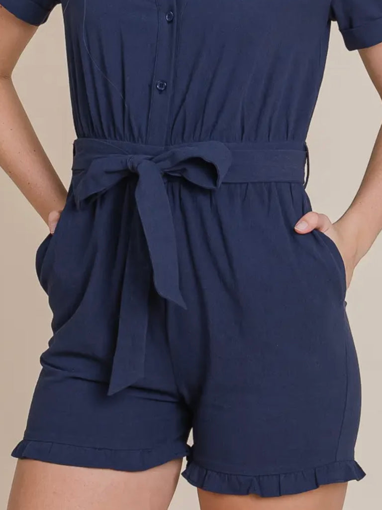 Lauren Tied Romper-Navy