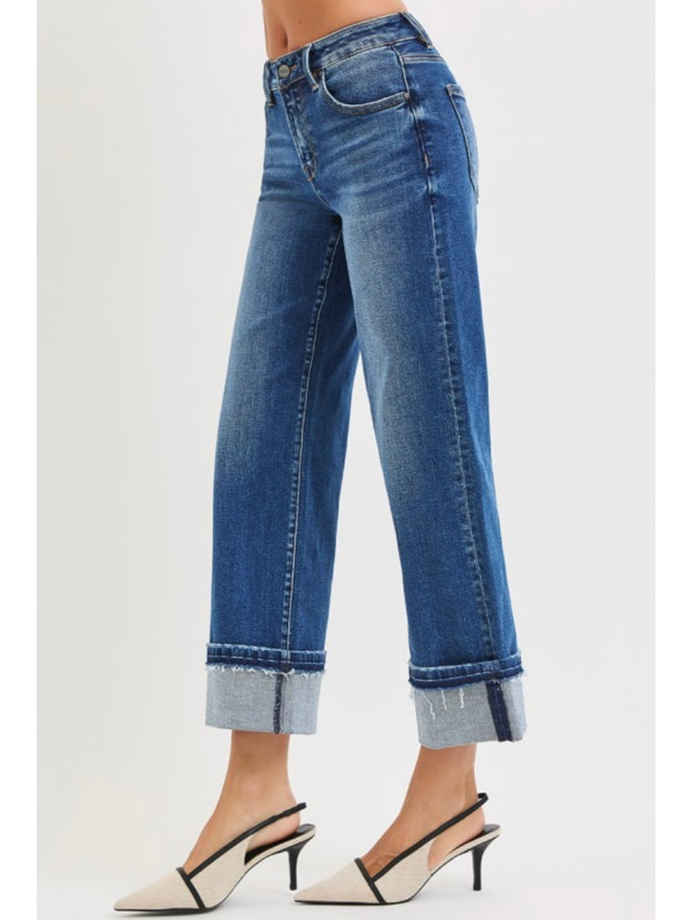Morgan Mid-Rise Straight Denim with Release Cuff