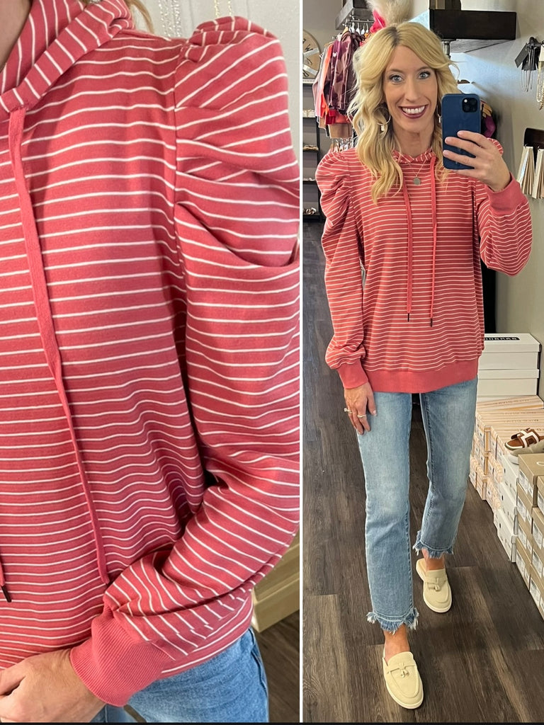 Kara Striped Puff Sleeve Hoodie