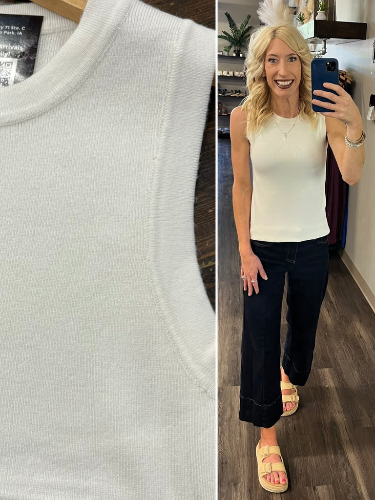 Cassie White Sweater Tank