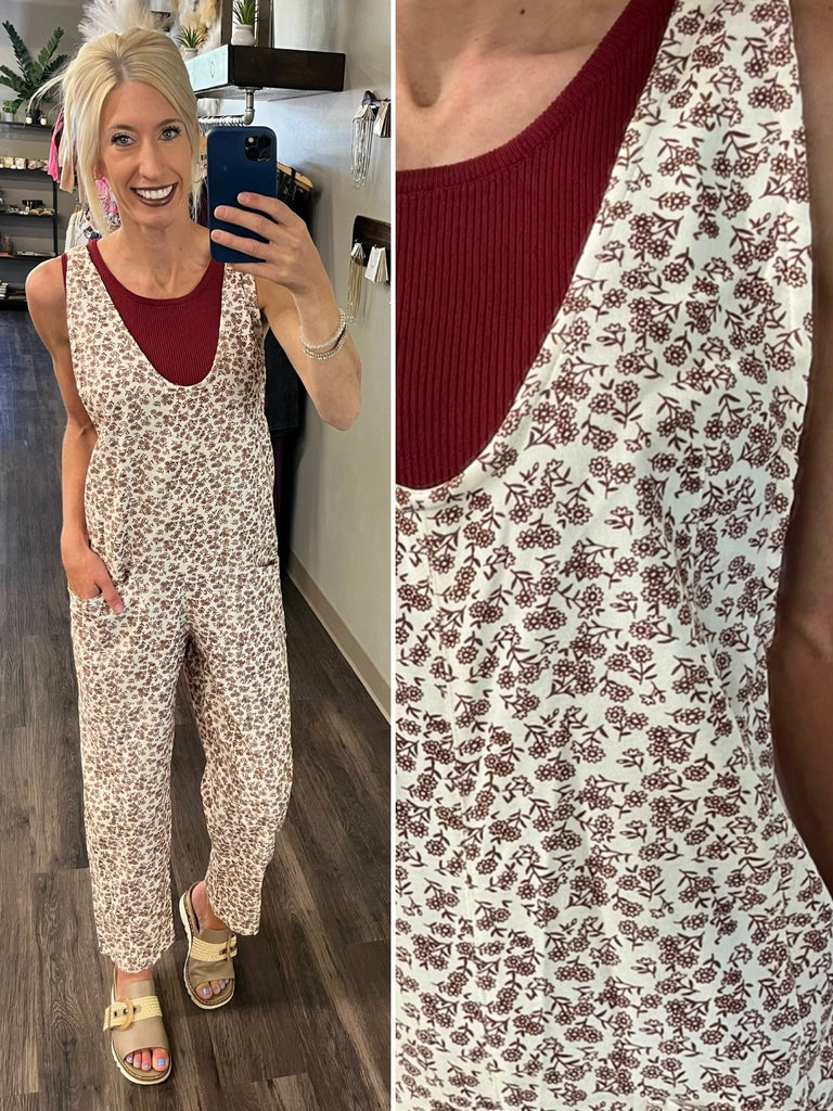 Amber Mini Floral Straight Leg Overalls