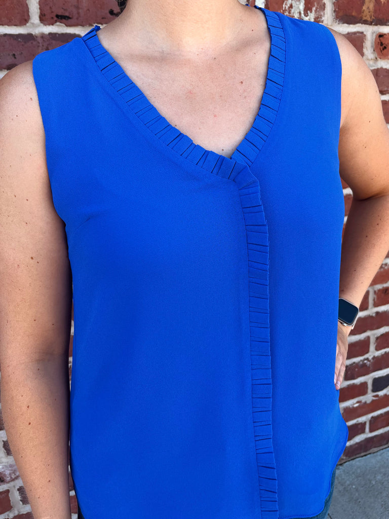 Sadie Ruffle V-Neck - Royal Blue