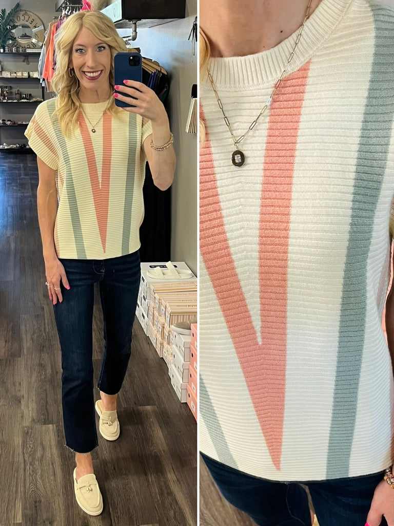 Cindy Chevron Sweater - Cream