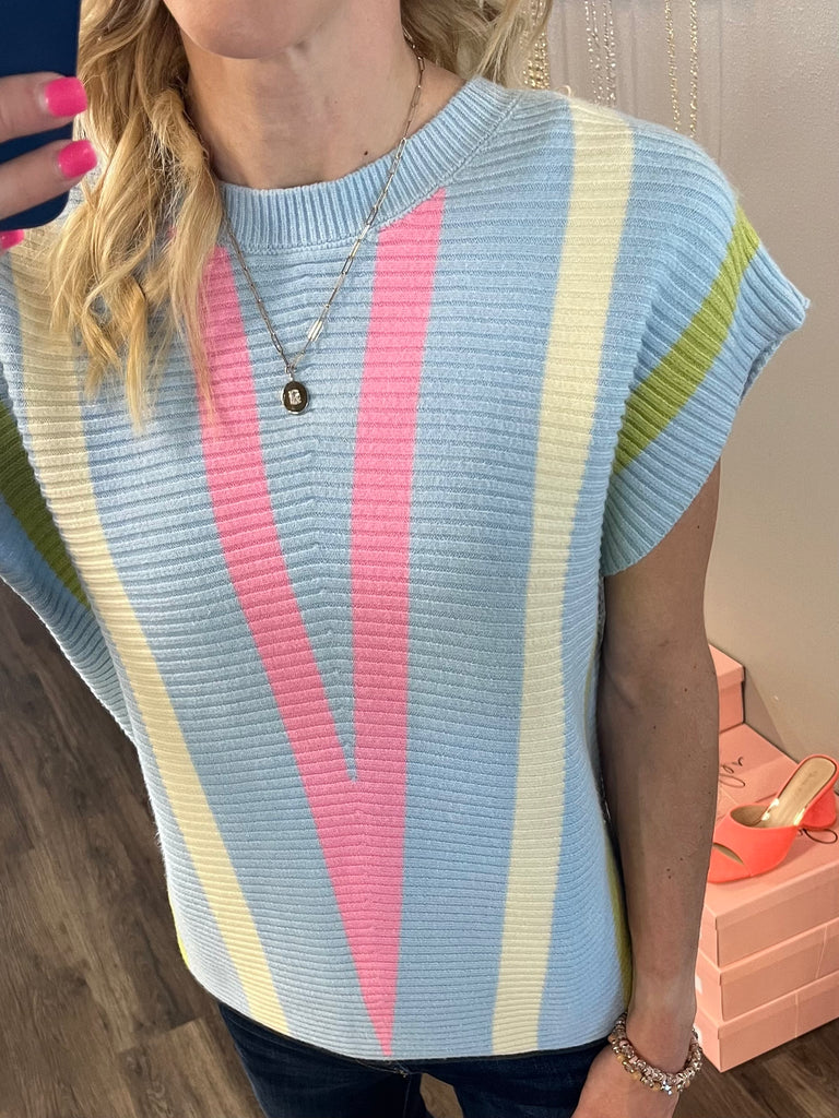 Cindy Chevron Sweater - Light Blue