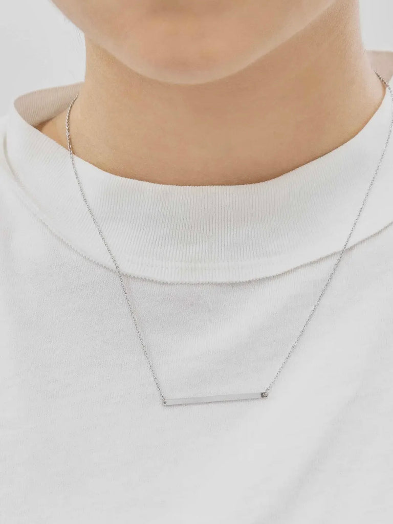 Modern Minimalist Bar Necklace - Silver