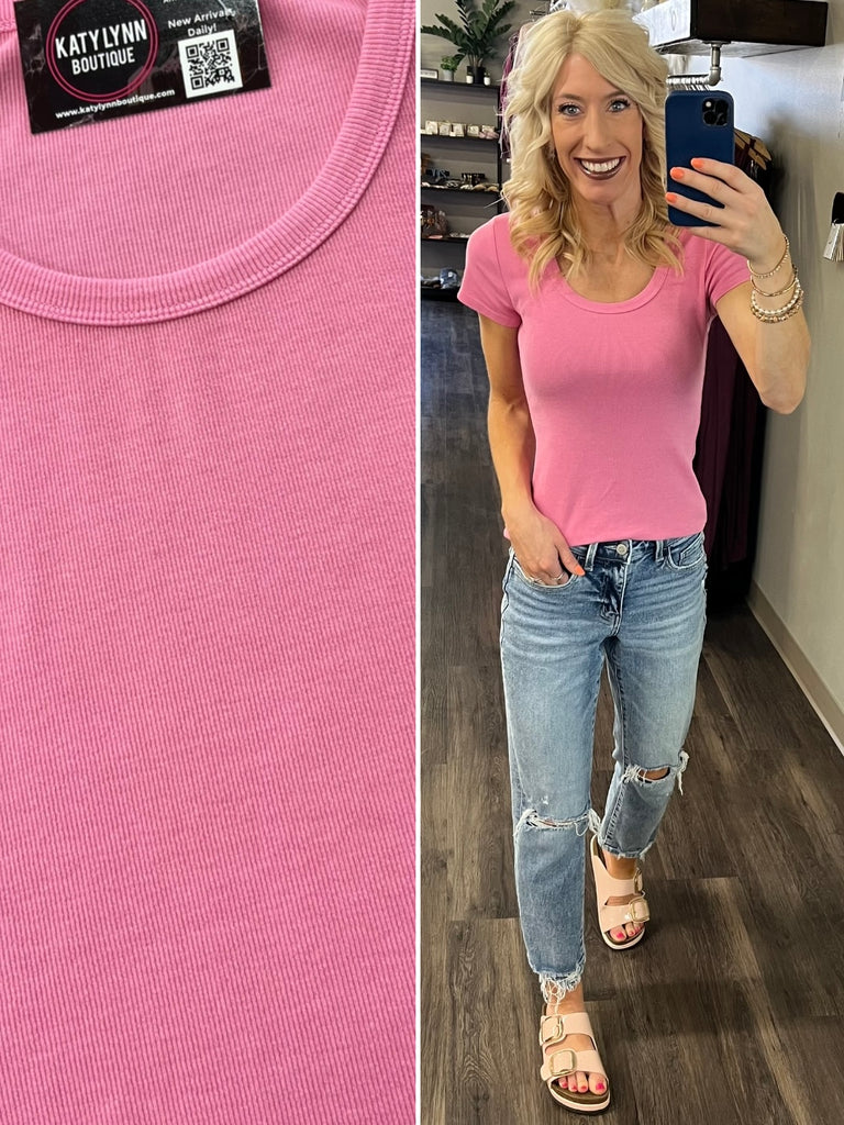 Ashley Pink Round Neck Tee