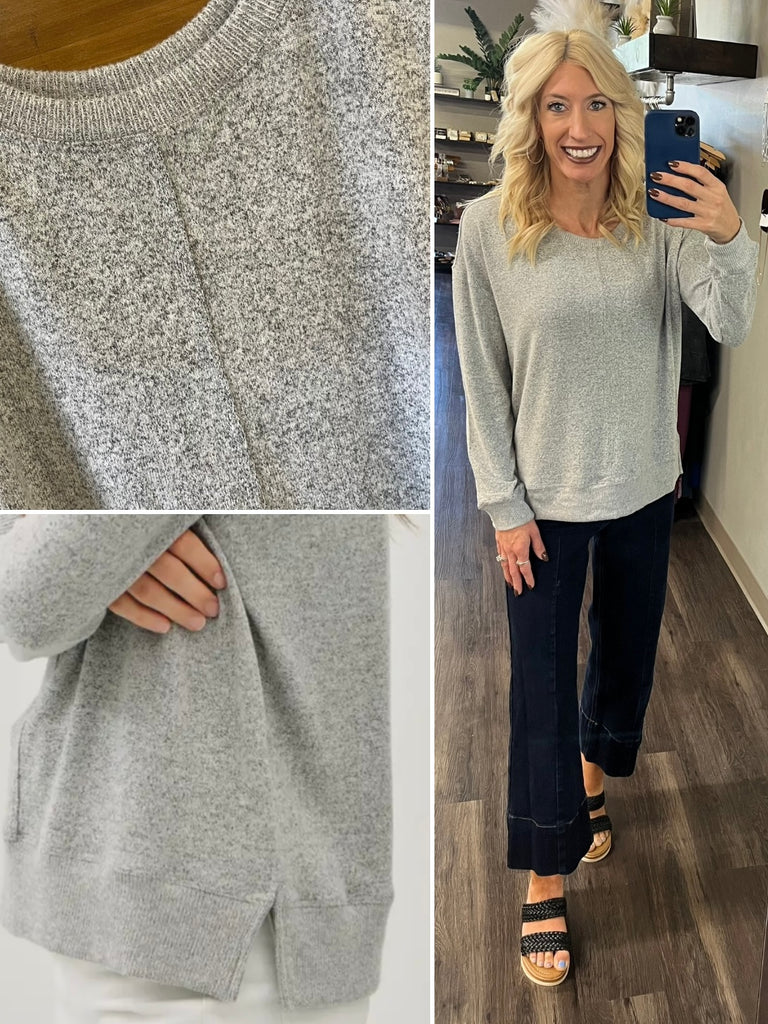 Diane So-Soft Center-Seam Sweater - Heather Gray